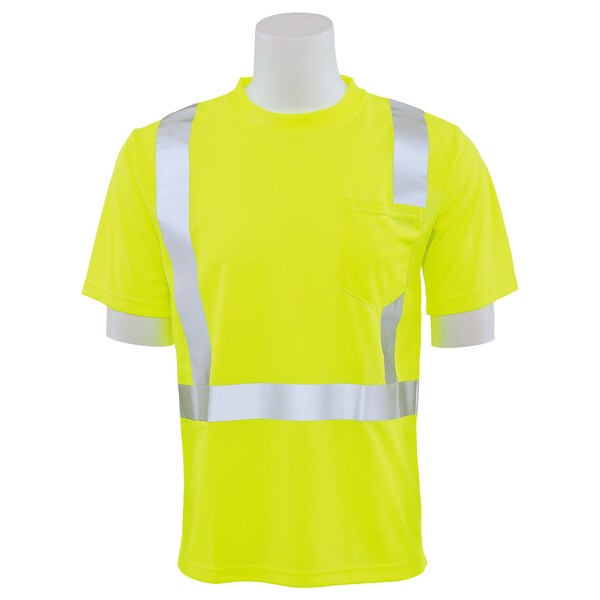 Erb Safety T-Shirt, Birdseye Mesh, Short Sleeve, Class 2, 9006S, Hi-Viz Lime, 4XL 61675